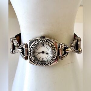Brighton leather and Silver Plated Watch.  Chicago Watch.  New Battery Installed